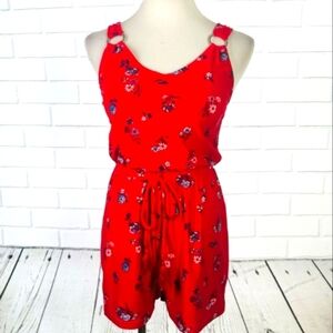 No Boundaries Red Floral Romper
